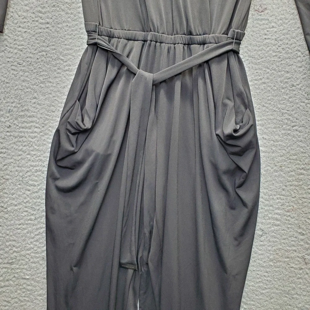 Michael Kors Jumpsuit Womens Medium Black Studded Shoulder Long Sleeve Tie Waist